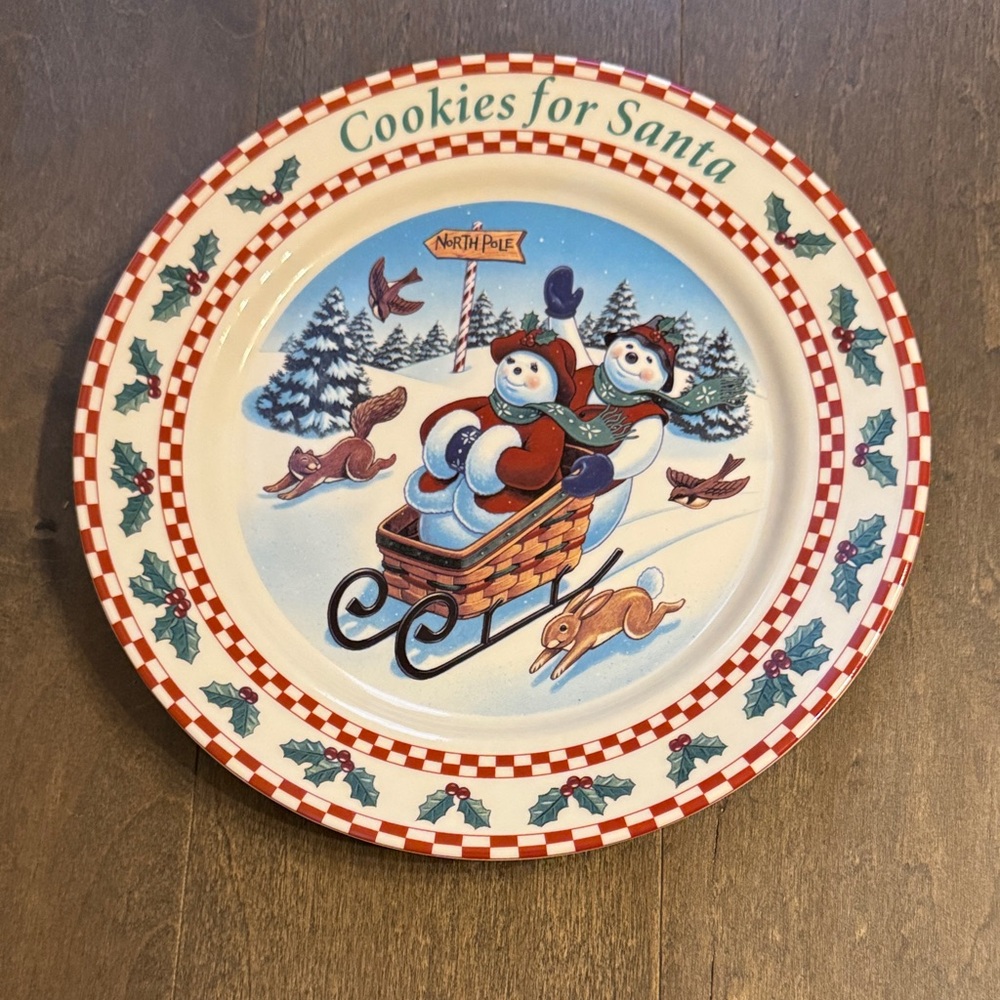 Longaberger Sleigh Belle & Chilly Cookies for Santa Christmas Plate 1998